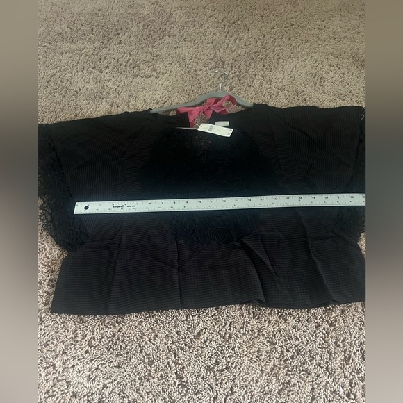 NWT new medium Anthropologie Maeve black w pink bow back lace batwing top - Picture 15 of 17